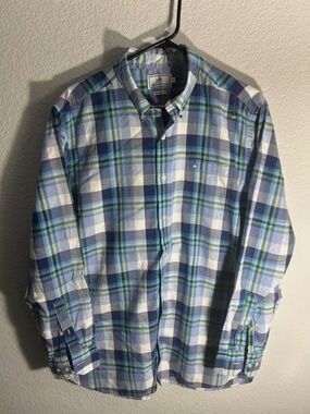 Southern Tide Shirt Mens L Blue Green L/S Button Up Performance Fishing Outdoor